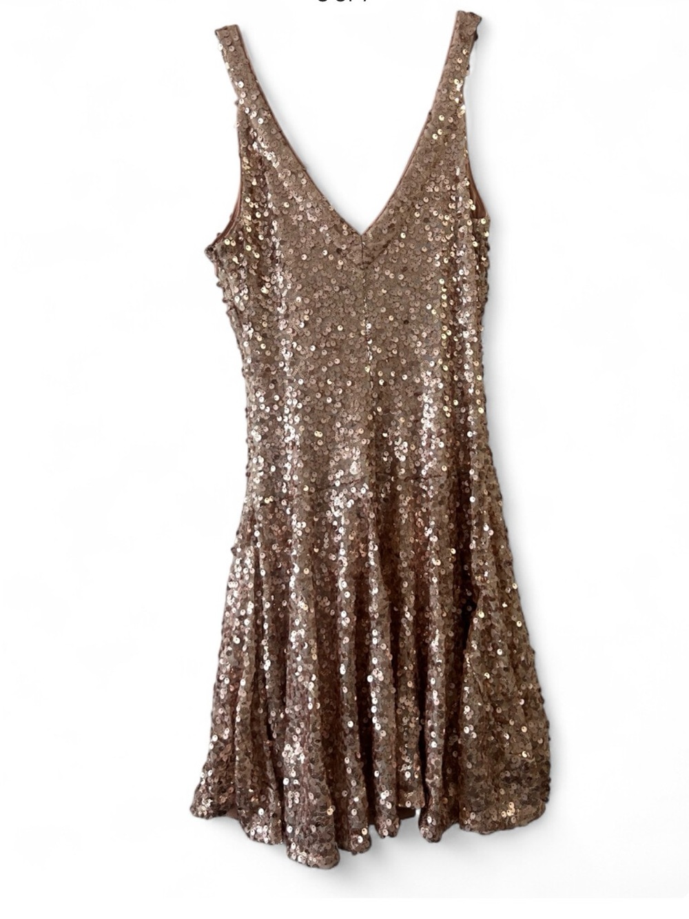 Guess Sequined V-Neck Cocktail Dress in Rose Golden